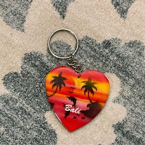 Bali Heart Keychain with Sunset Design